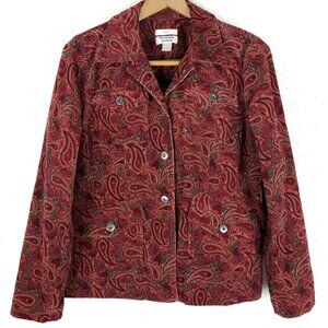 Christopher & Banks Stretch Cotton Corduroy Button Front Jacket Paisley Small S
